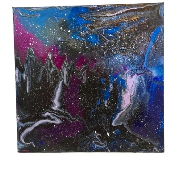 One-of-a-kind Galaxy Art on Canvas 12x12 - Picture 2 of 2